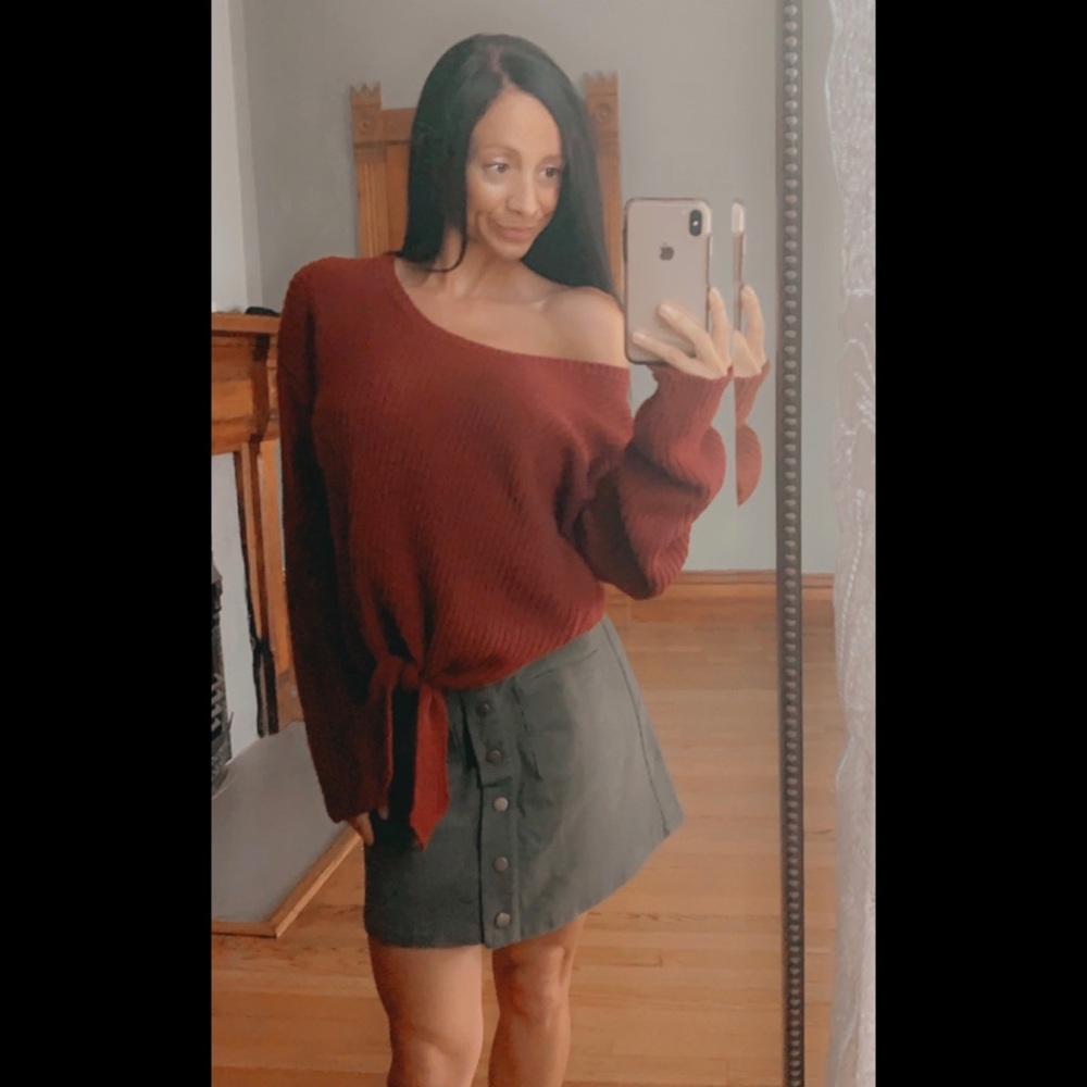 Corduroy button up skirt, olive green